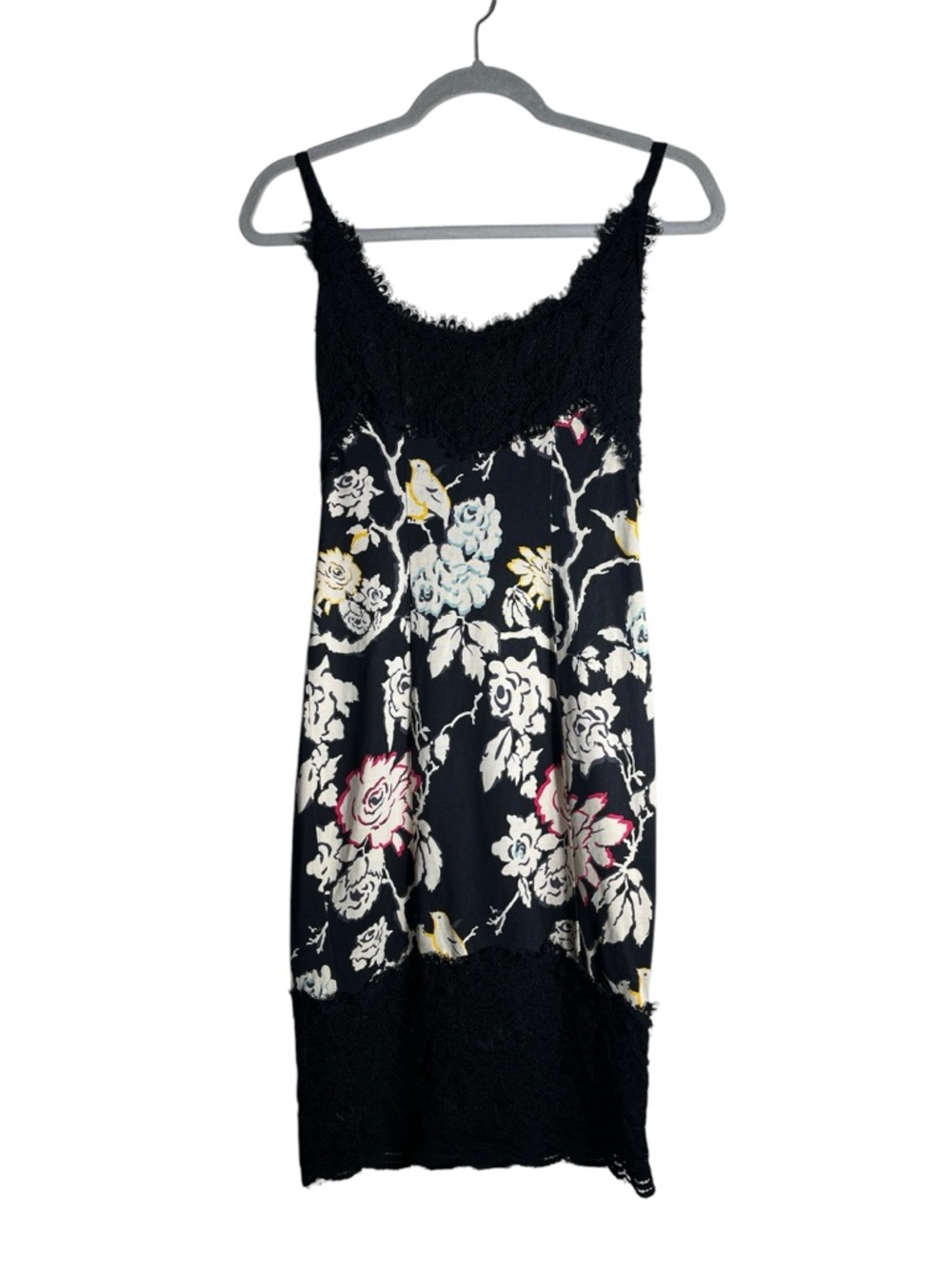 Diane von Furstenberg Silk Lace Floral Slip Dress Black Size 2 Y2K